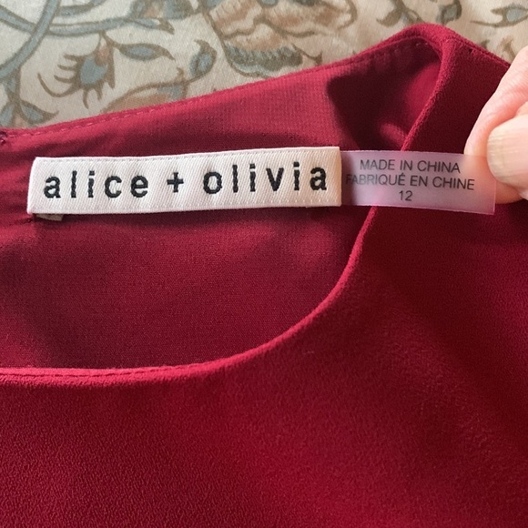Alice + Olivia Coley Crew Neck Aline Dress in Bordeaux - Picture 5 of 6